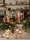 Join Georgie online for a cheery Christmas tablescape demo.Using freshly foraged ingredients from the garden Georgie will make a Christmas table centre with candles, and show you how you can add charming foraged details to your Christmas table to make it really celebratory. Christmas at Common Farm Flowers. 